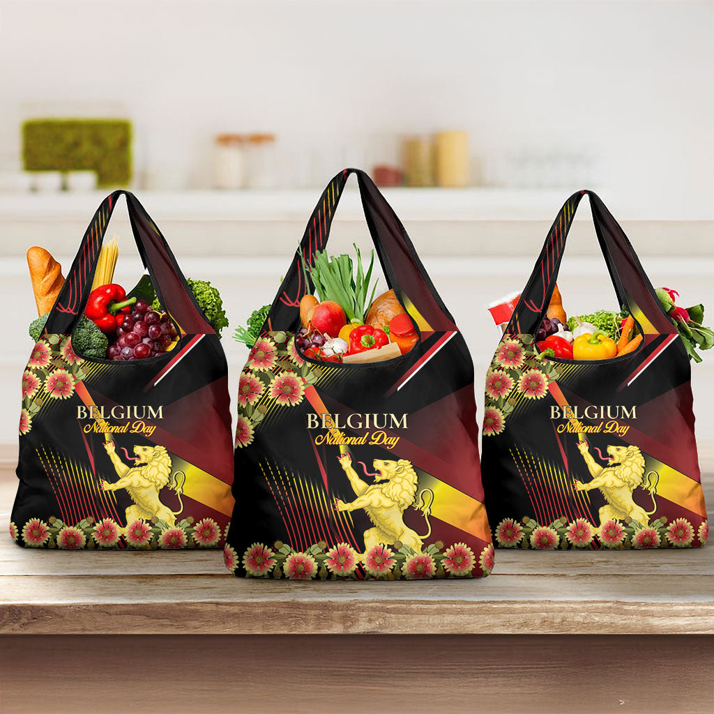 Belgium National Day Grocery Bag Rampant Lion Gaillardia Heritage Pride
