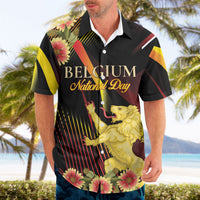 Personalized Belgium National Day Hawaiian Shirt Rampant Lion Gaillardia Heritage Pride