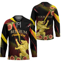 Personalized Belgium National Day Hockey Jersey Rampant Lion Gaillardia Heritage Pride