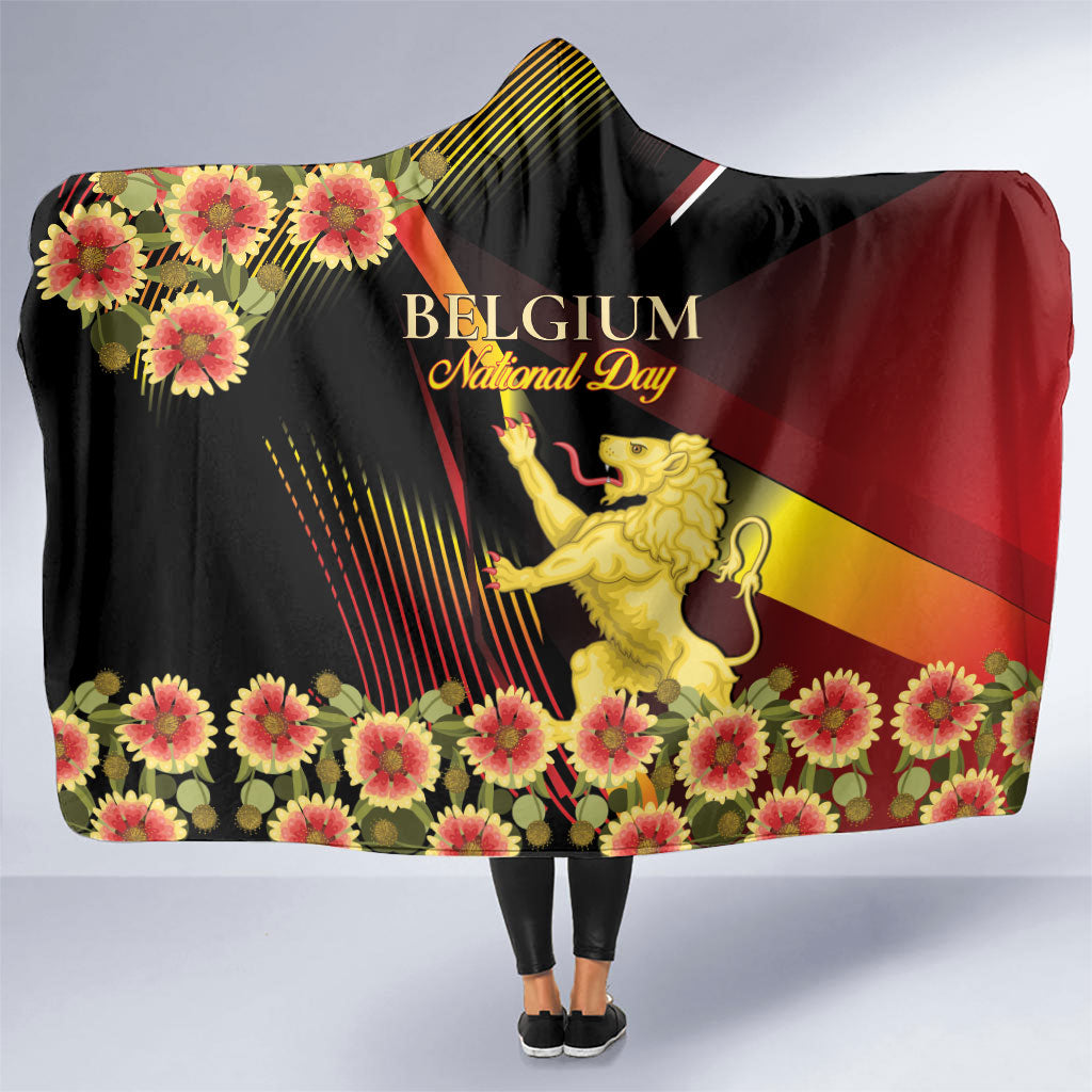 Belgium National Day Hooded Blanket Rampant Lion Gaillardia Heritage Pride