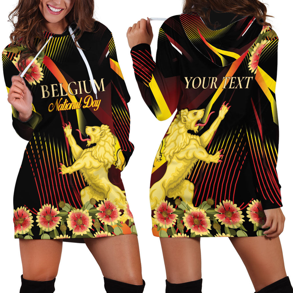 Personalized Belgium National Day Hoodie Dress Rampant Lion Gaillardia Heritage Pride