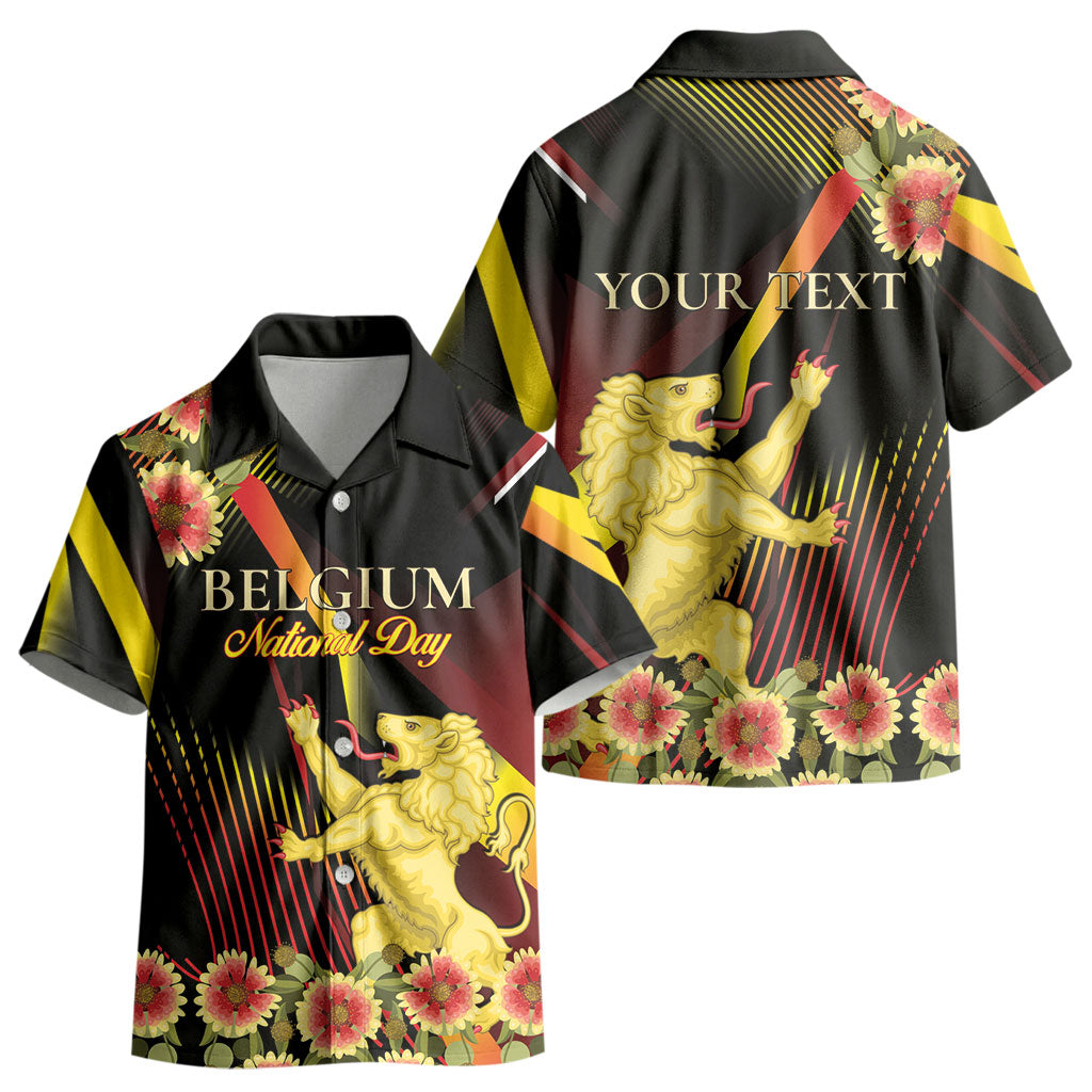 Personalized Belgium National Day Kid Hawaiian Shirt Rampant Lion Gaillardia Heritage Pride