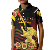 Personalized Belgium National Day Kid Polo Shirt Rampant Lion Gaillardia Heritage Pride