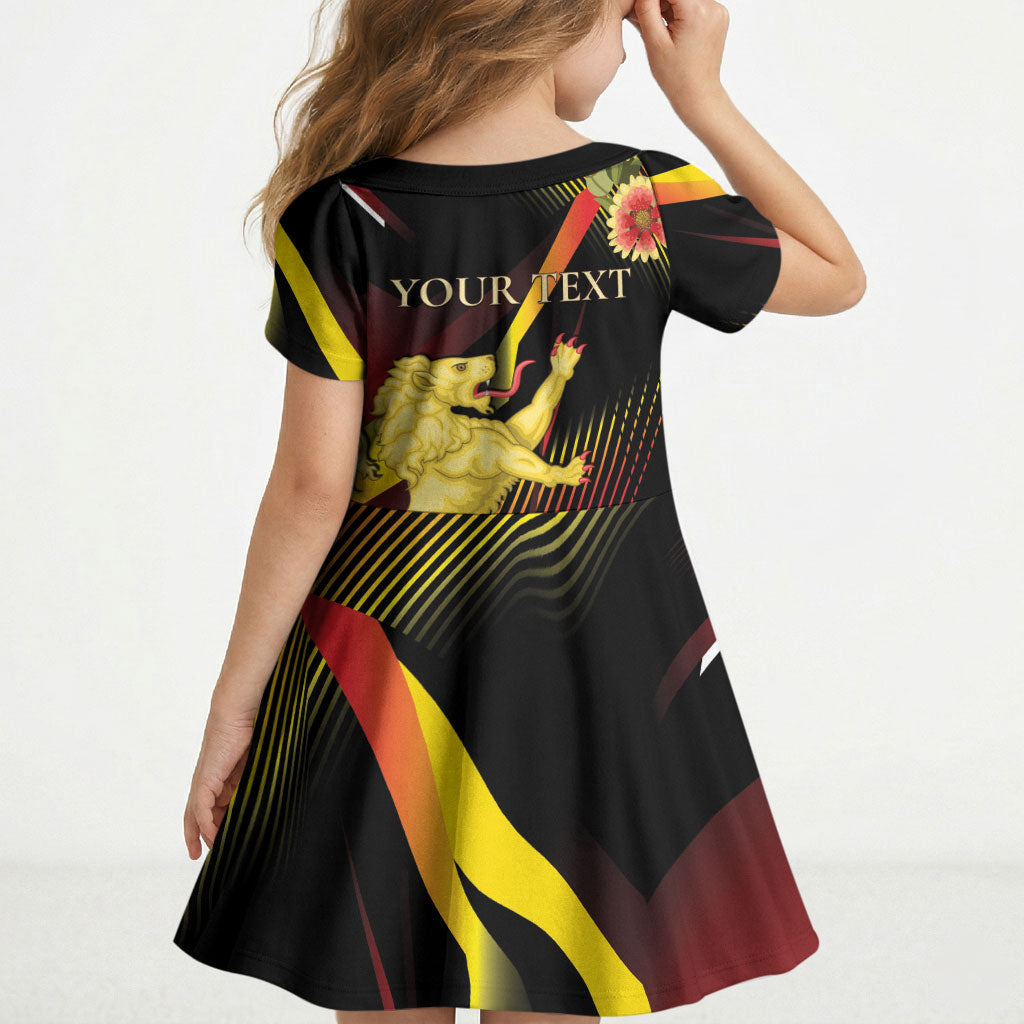 Personalized Belgium National Day Kid Short Sleeve Dress Rampant Lion Gaillardia Heritage Pride