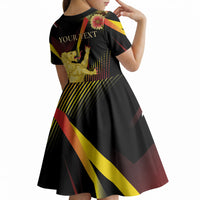 Personalized Belgium National Day Kid Short Sleeve Dress Rampant Lion Gaillardia Heritage Pride