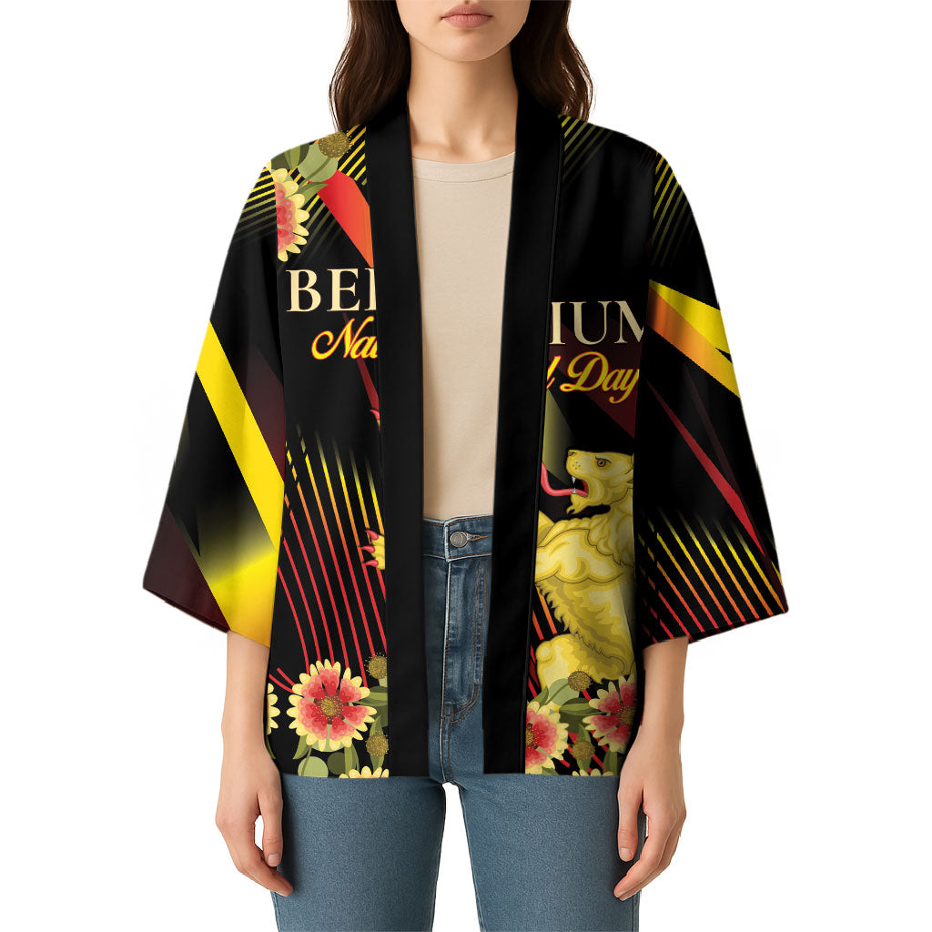 Personalized Belgium National Day Kimono Rampant Lion Gaillardia Heritage Pride