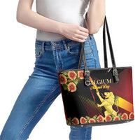 Belgium National Day Leather Tote Bag Rampant Lion Gaillardia Heritage Pride