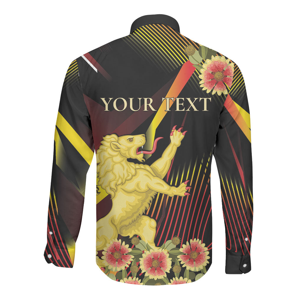 Personalized Belgium National Day Long Sleeve Button Shirt Rampant Lion Gaillardia Heritage Pride