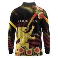 Personalized Belgium National Day Long Sleeve Polo Shirt Rampant Lion Gaillardia Heritage Pride