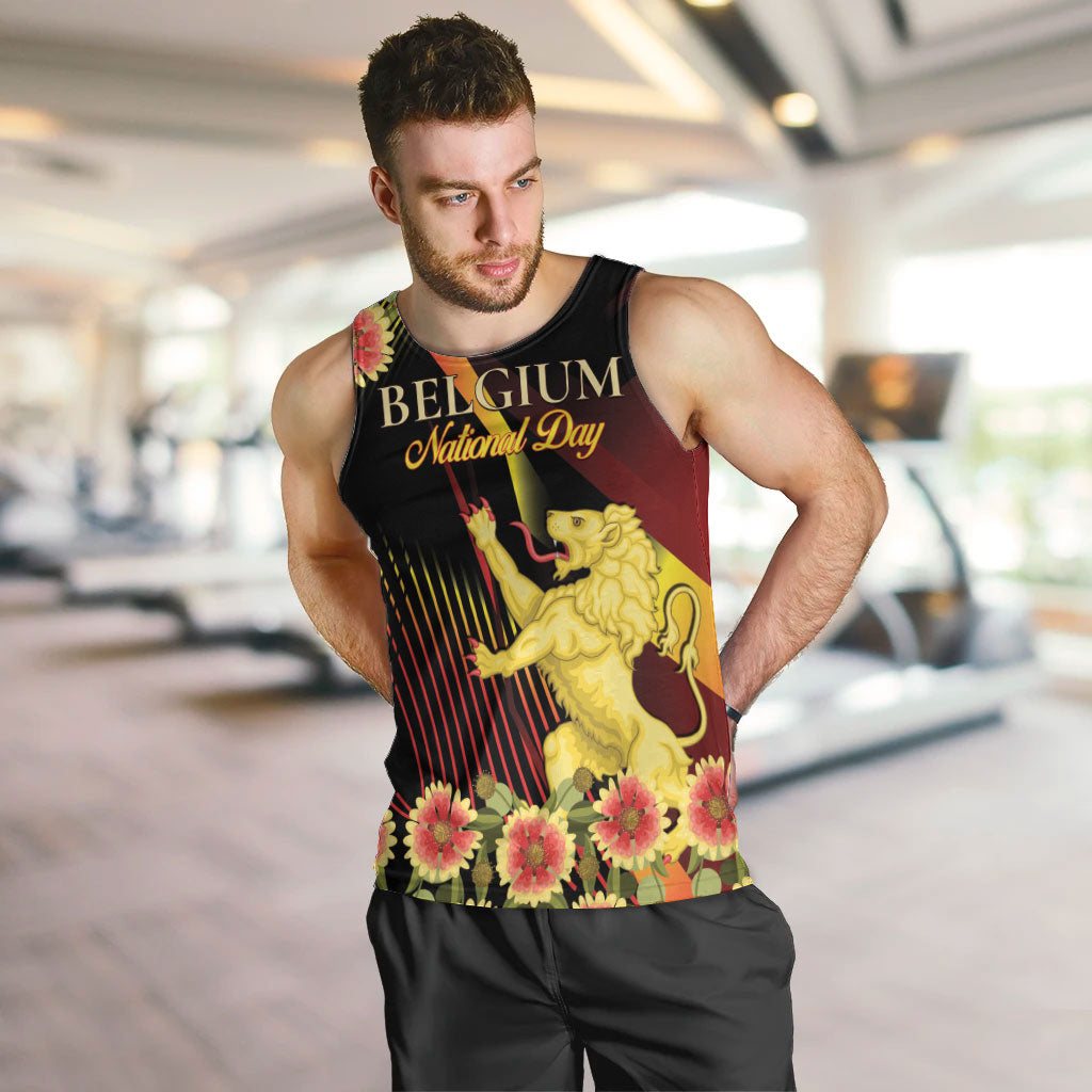 Personalized Belgium National Day Men Tank Top Rampant Lion Gaillardia Heritage Pride