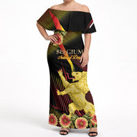 Personalized Belgium National Day Off Shoulder Maxi Dress Rampant Lion Gaillardia Heritage Pride