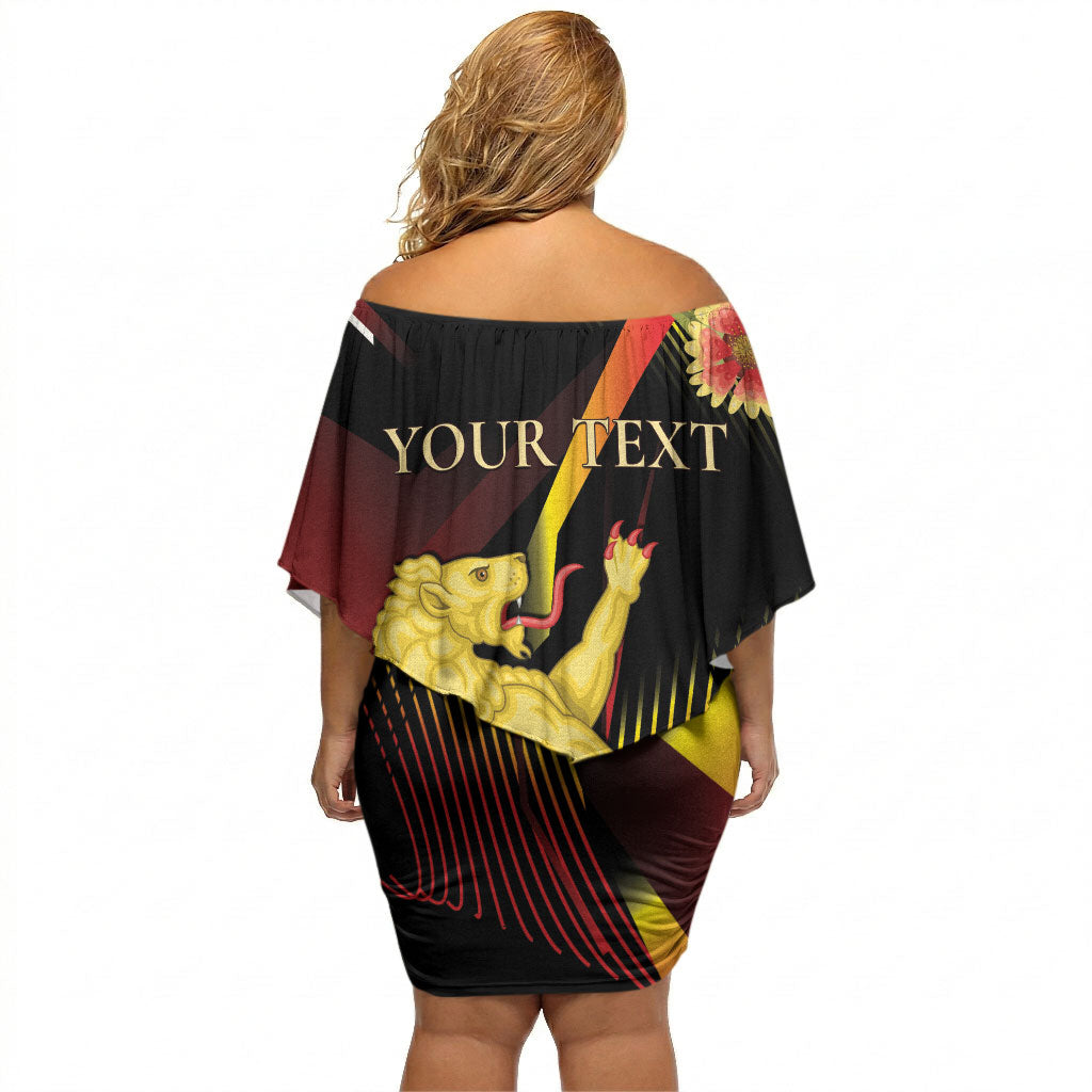 Personalized Belgium National Day Off Shoulder Short Dress Rampant Lion Gaillardia Heritage Pride