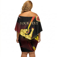 Personalized Belgium National Day Off Shoulder Short Dress Rampant Lion Gaillardia Heritage Pride
