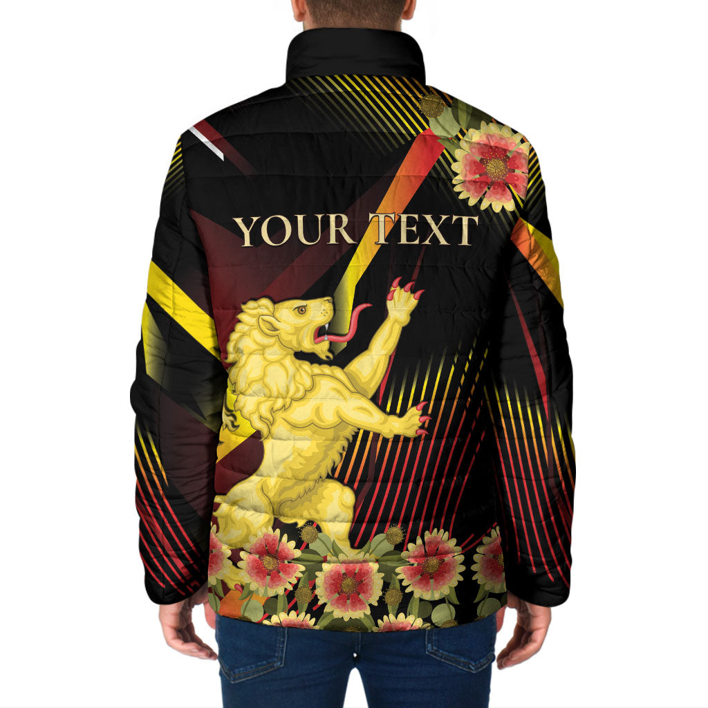 Personalized Belgium National Day Padded Jacket Rampant Lion Gaillardia Heritage Pride