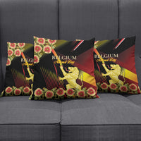 Belgium National Day Pillow Cover Rampant Lion Gaillardia Heritage Pride