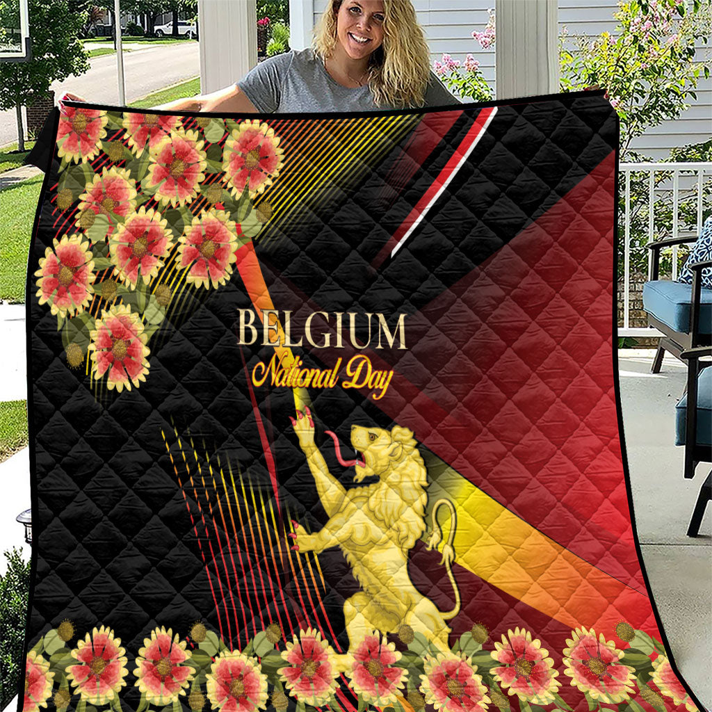 Belgium National Day Quilt Rampant Lion Gaillardia Heritage Pride
