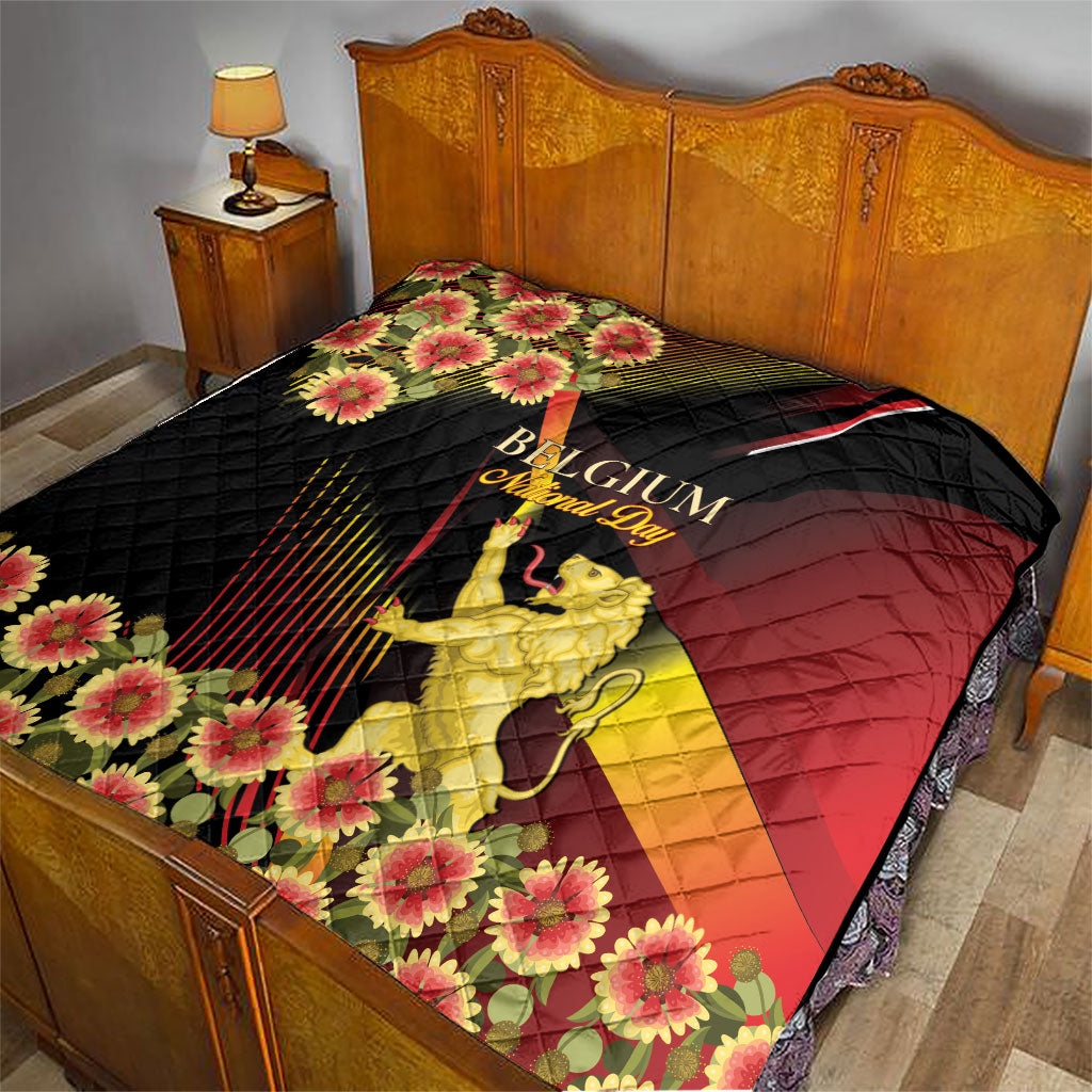 Belgium National Day Quilt Rampant Lion Gaillardia Heritage Pride