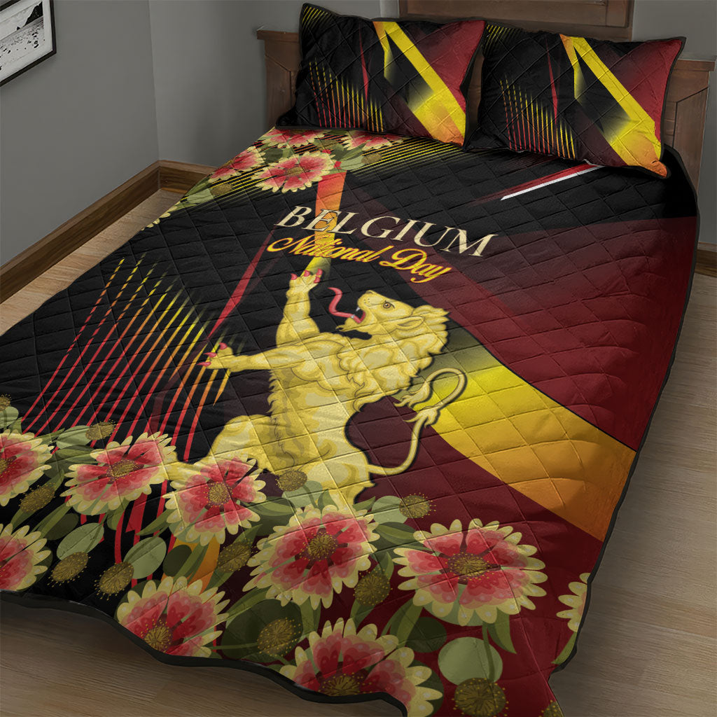 Belgium National Day Quilt Bed Set Rampant Lion Gaillardia Heritage Pride