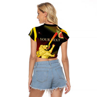 Personalized Belgium National Day Raglan Cropped T Shirt Rampant Lion Gaillardia Heritage Pride