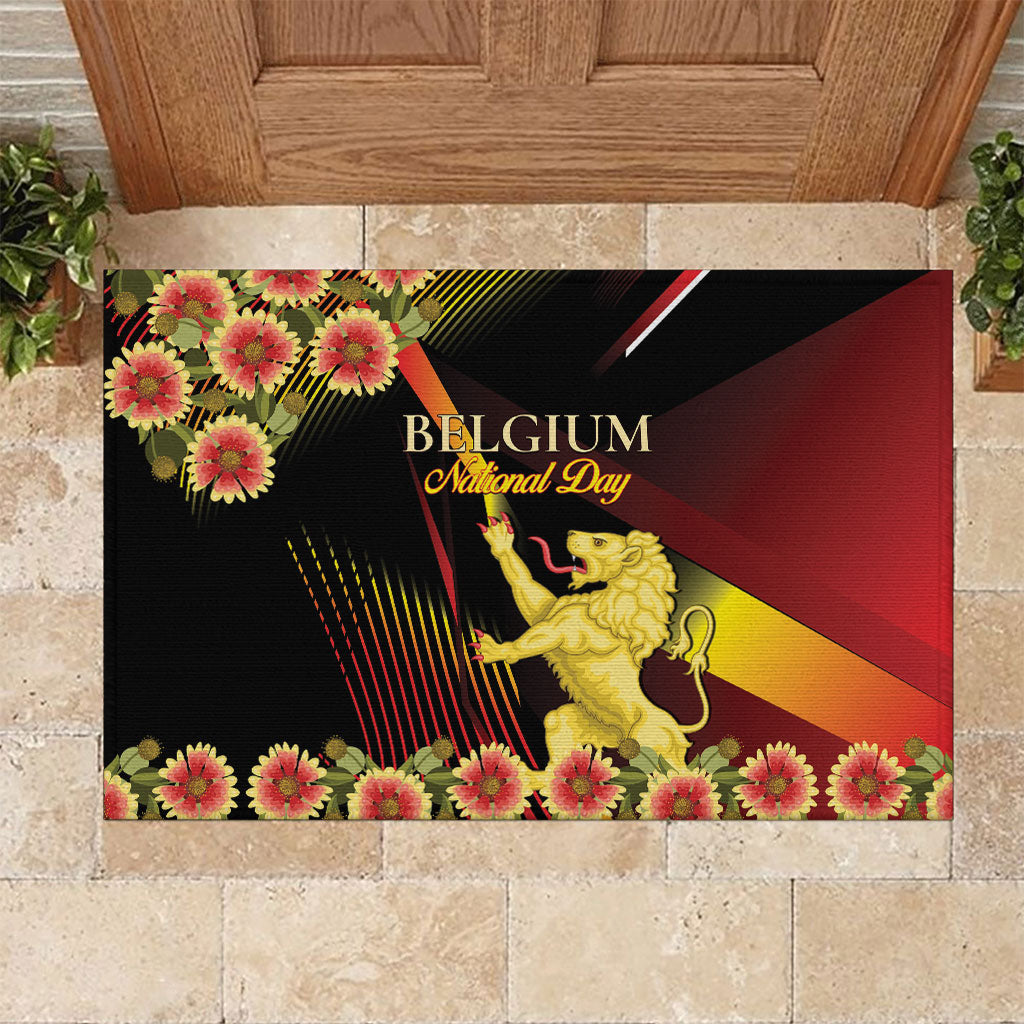 Belgium National Day Rubber Doormat Rampant Lion Gaillardia Heritage Pride