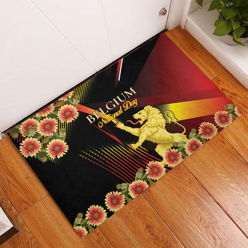 Belgium National Day Rubber Doormat Rampant Lion Gaillardia Heritage Pride