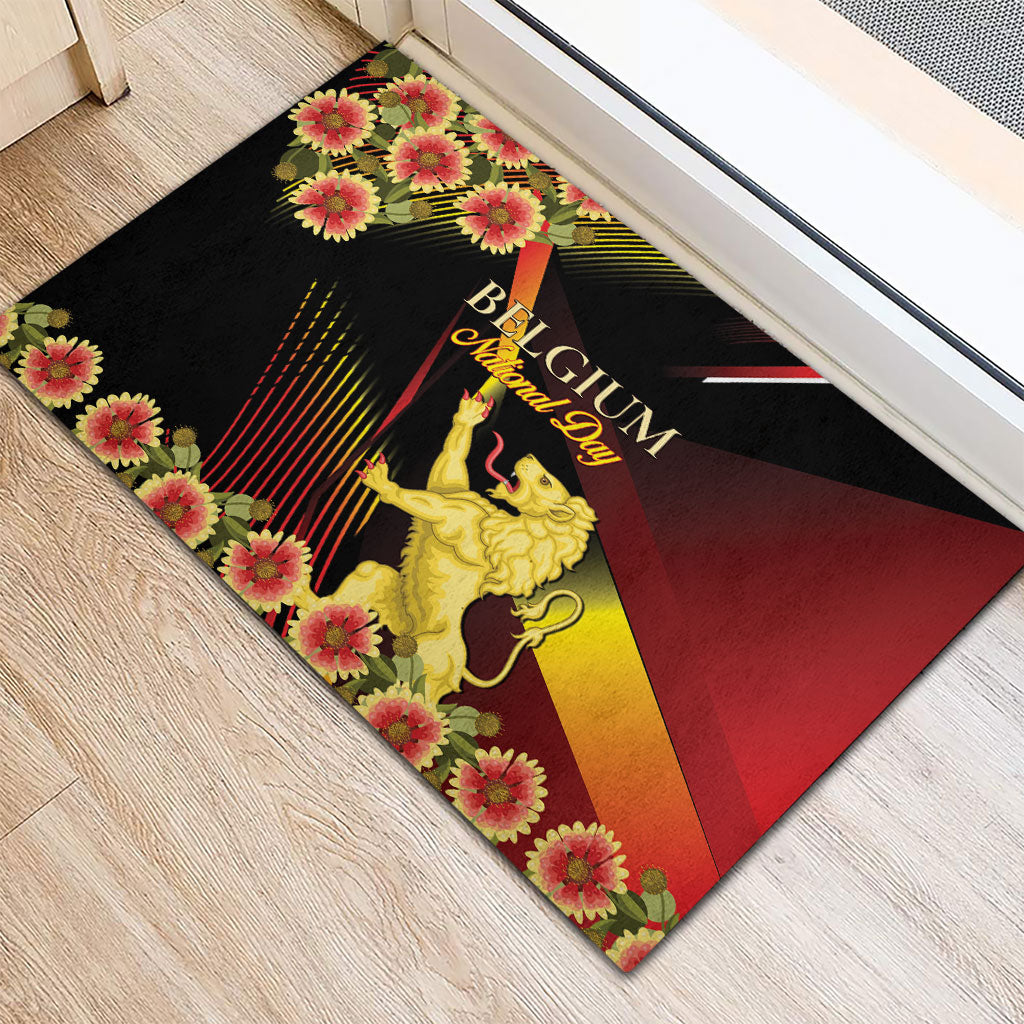 Belgium National Day Rubber Doormat Rampant Lion Gaillardia Heritage Pride