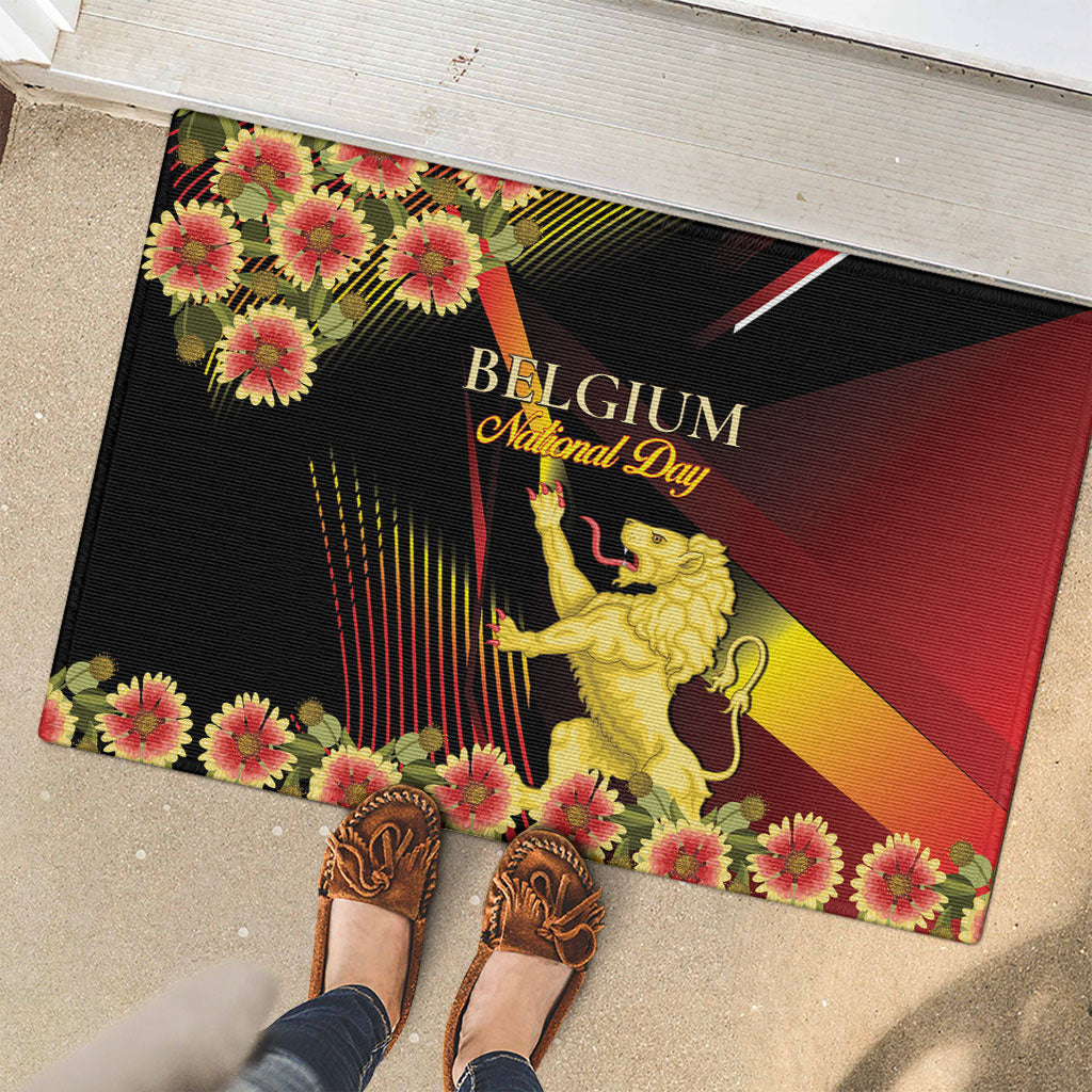 Belgium National Day Rubber Doormat Rampant Lion Gaillardia Heritage Pride