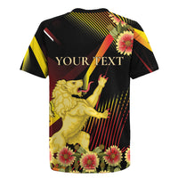 Personalized Belgium National Day Rugby Jersey Rampant Lion Gaillardia Heritage Pride