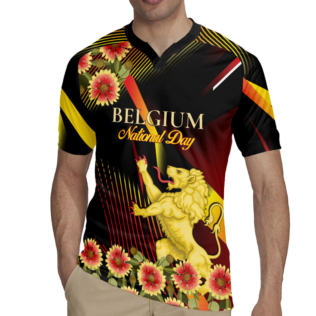Personalized Belgium National Day Rugby Jersey Rampant Lion Gaillardia Heritage Pride