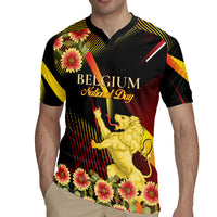Personalized Belgium National Day Rugby Jersey Rampant Lion Gaillardia Heritage Pride