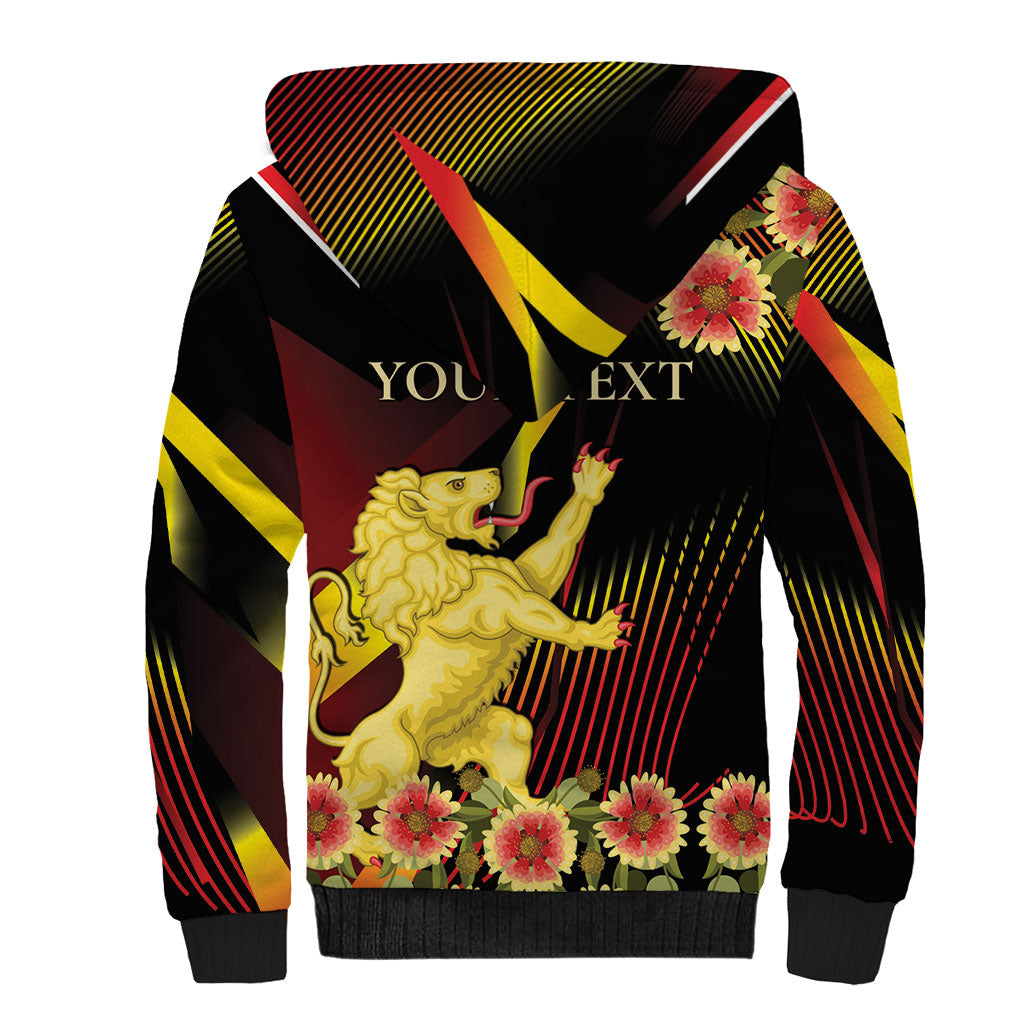 Personalized Belgium National Day Sherpa Hoodie Rampant Lion Gaillardia Heritage Pride