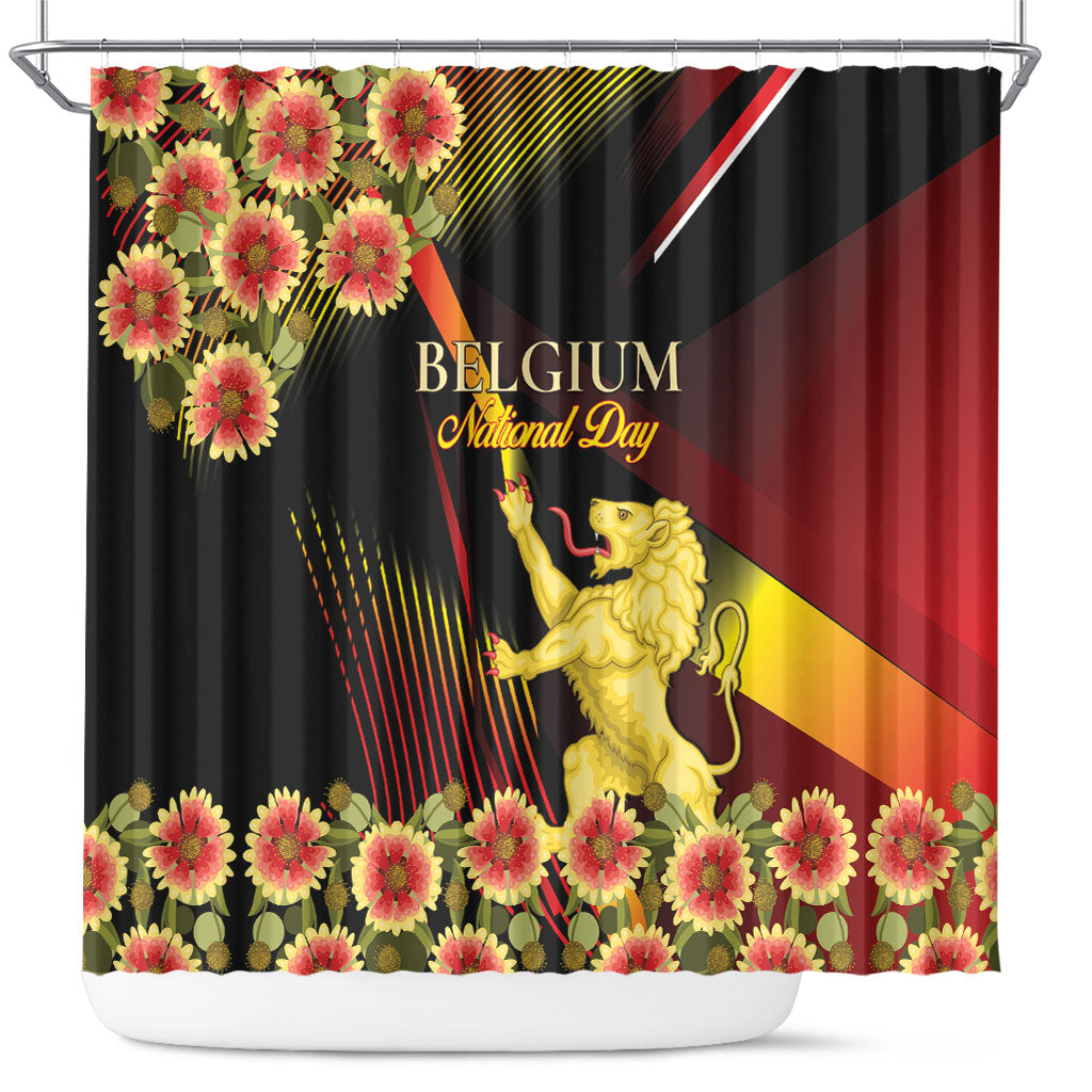 Belgium National Day Shower Curtain Rampant Lion Gaillardia Heritage Pride