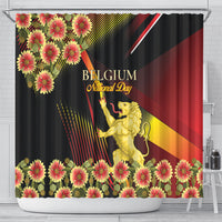Belgium National Day Shower Curtain Rampant Lion Gaillardia Heritage Pride