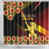 Belgium National Day Shower Curtain Rampant Lion Gaillardia Heritage Pride