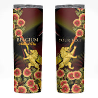 Personalized Belgium National Day Skinny Tumbler Rampant Lion Gaillardia Heritage Pride