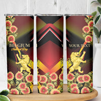 Personalized Belgium National Day Skinny Tumbler Rampant Lion Gaillardia Heritage Pride