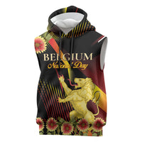 Personalized Belgium National Day Sleeveless Hoodie Rampant Lion Gaillardia Heritage Pride