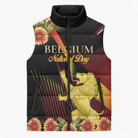 Personalized Belgium National Day Sleeveless Puffer Jacket Rampant Lion Gaillardia Heritage Pride