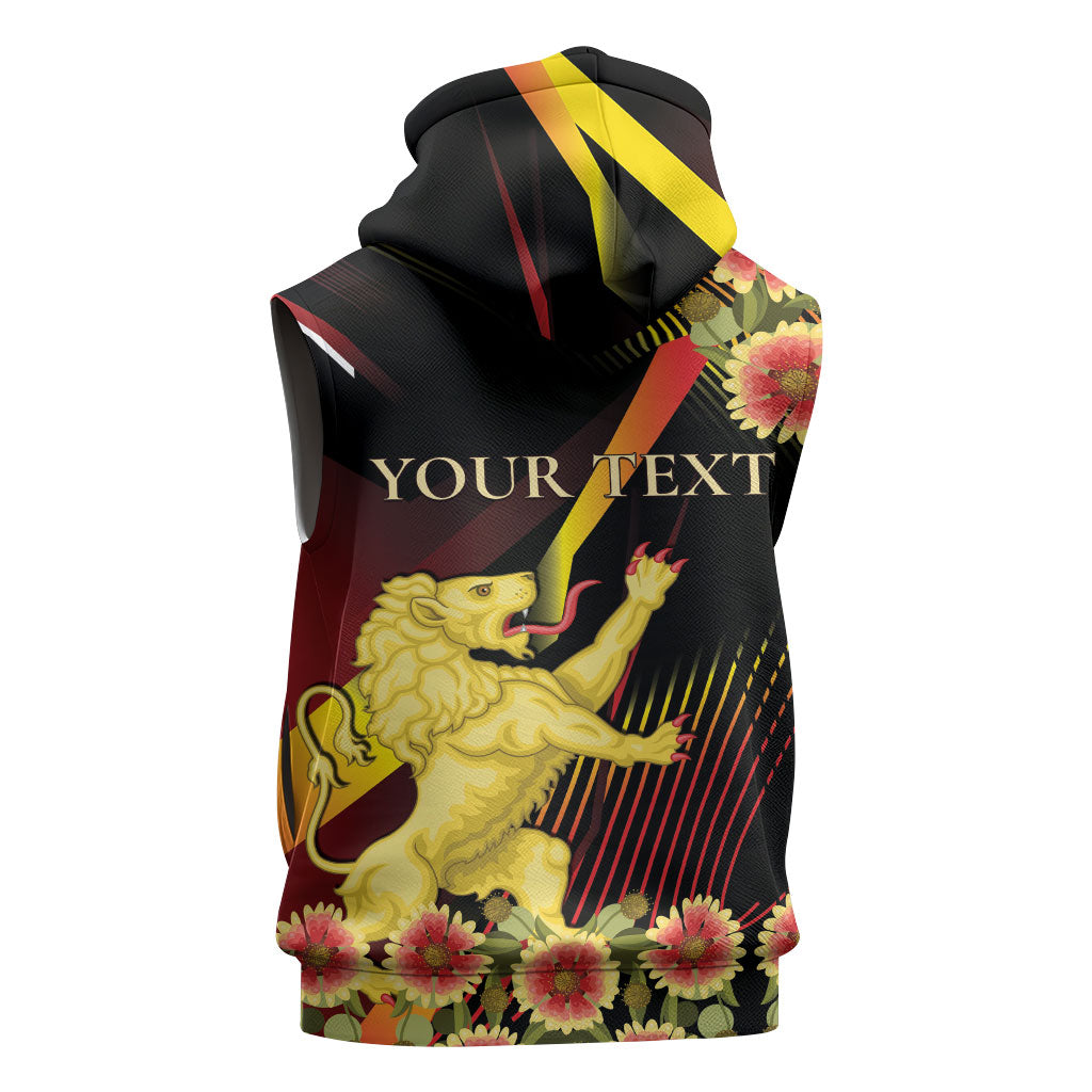 Personalized Belgium National Day Sleeveless Zip Hoodie Rampant Lion Gaillardia Heritage Pride