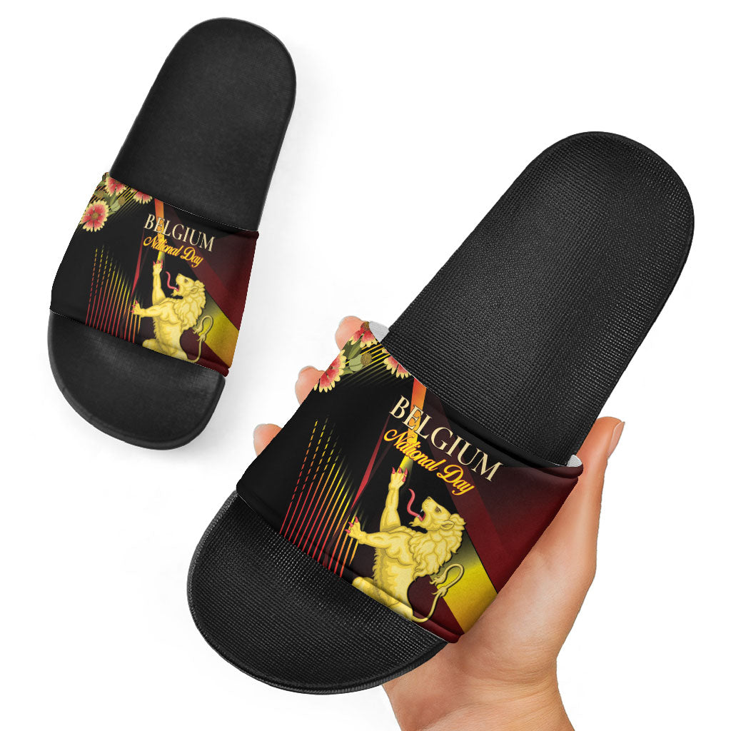 Belgium National Day Slide Sandals Rampant Lion Gaillardia Heritage Pride