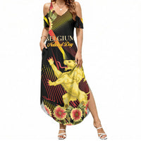 Personalized Belgium National Day Summer Maxi Dress Rampant Lion Gaillardia Heritage Pride