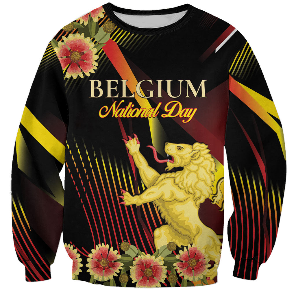 Personalized Belgium National Day Sweatshirt Rampant Lion Gaillardia Heritage Pride