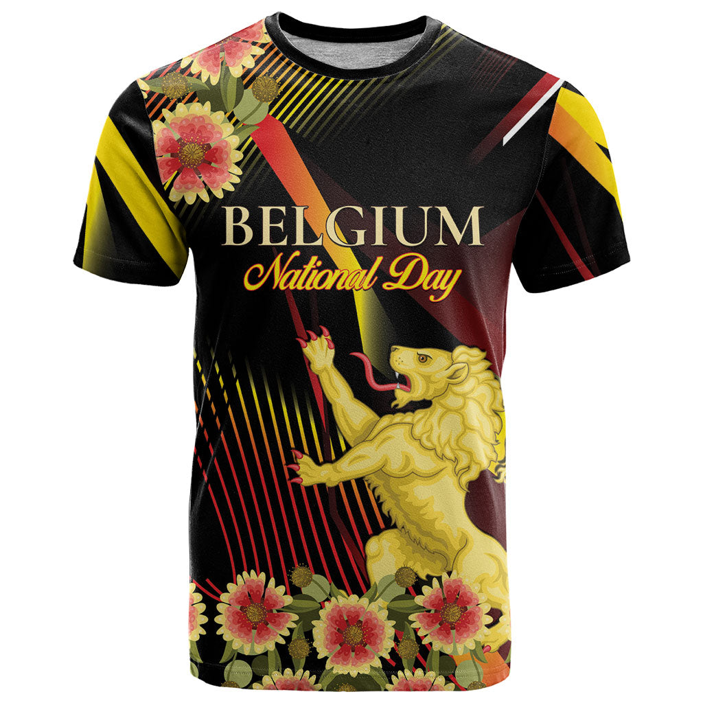 Personalized Belgium National Day T Shirt Rampant Lion Gaillardia Heritage Pride