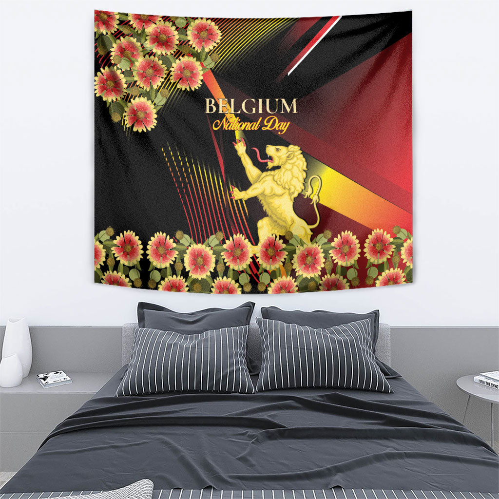 Belgium National Day Tapestry Rampant Lion Gaillardia Heritage Pride