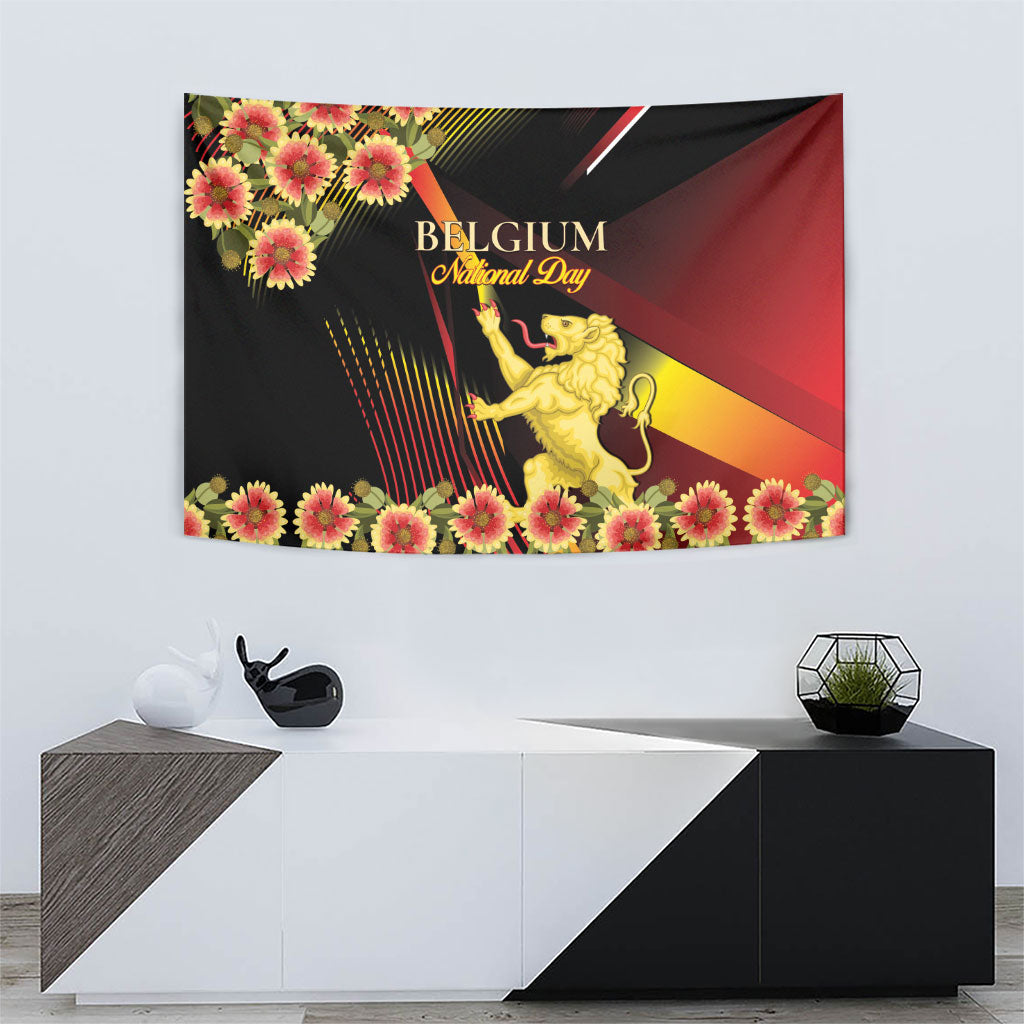 Belgium National Day Tapestry Rampant Lion Gaillardia Heritage Pride