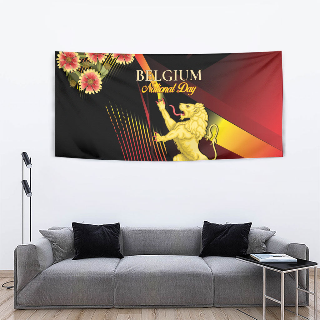 Belgium National Day Tapestry Rampant Lion Gaillardia Heritage Pride