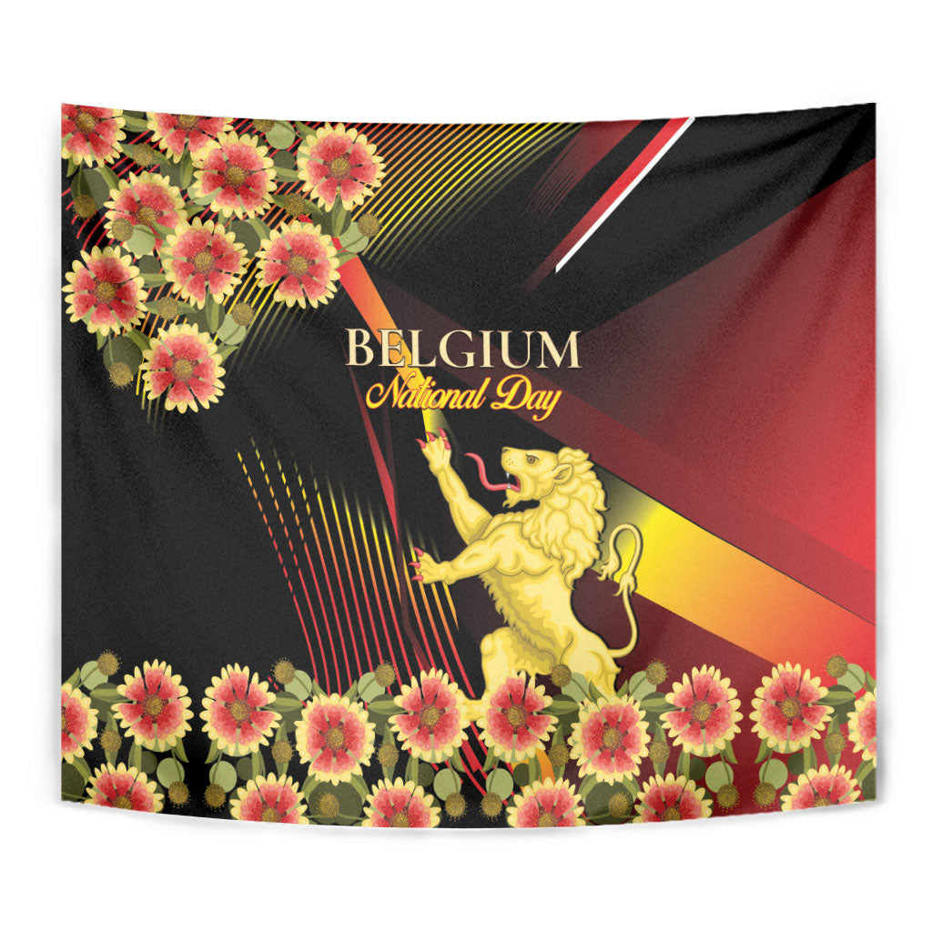 Belgium National Day Tapestry Rampant Lion Gaillardia Heritage Pride