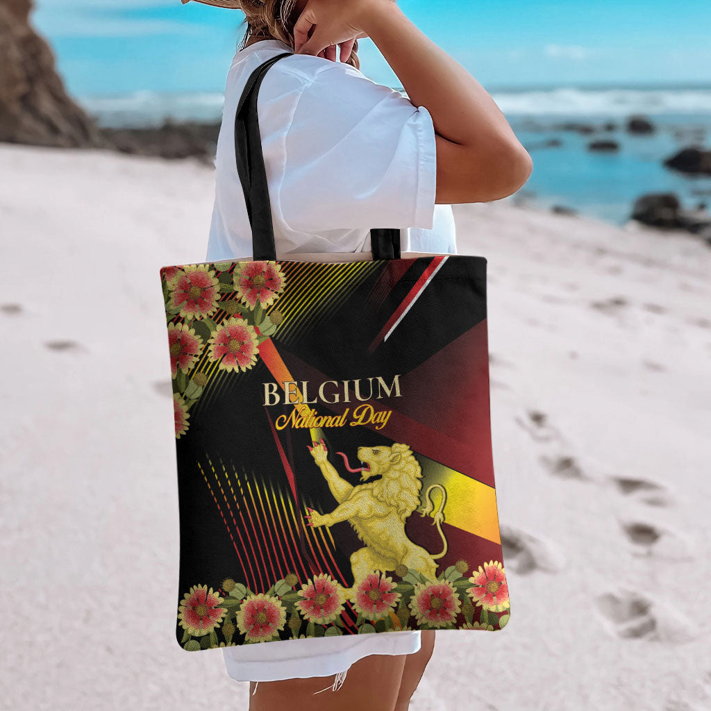 Belgium National Day Tote Bag Rampant Lion Gaillardia Heritage Pride