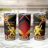 Personalized Belgium National Day Tumbler Cup Rampant Lion Gaillardia Heritage Pride