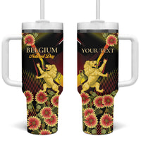 Personalized Belgium National Day Tumbler With Handle Rampant Lion Gaillardia Heritage Pride
